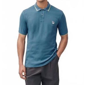 NEW PAUL SMITH slim fit polo shirt in petrol blue